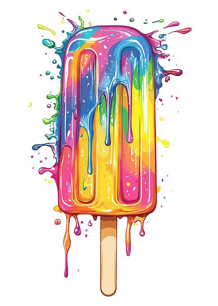Buntes Eis am Stiel mit schmelzender Farbe von Pixelbull Design