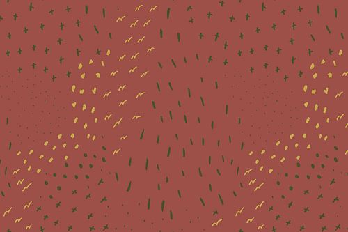 Kruisen, lijnen en stippen in pastel en neon. Terra, geel, groen.