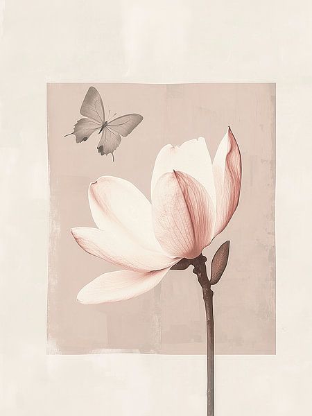 Japandi, Magnolia met Vlinder van Caroline Guerain
