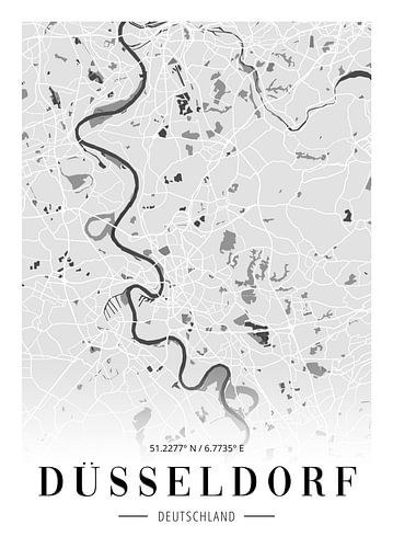 Düsseldorf poster met stadsplattegrond - Minimalistische kaart van de Rijnmetropool