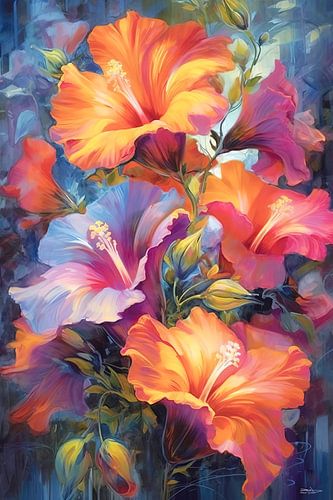 abstract aqaurel van een bloem/bloemen.