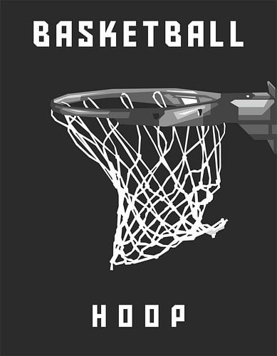 Grijze basketbalhoepel Popart 