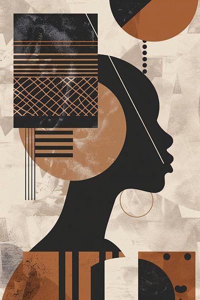Geometric Silhouette in Earth tones with Gold by Art & Soul Creations