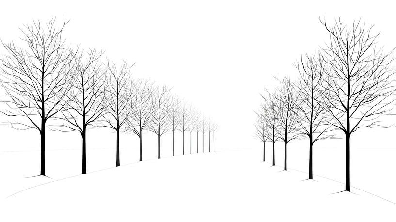 Winter landscape with bare trees by Frank Heinz
