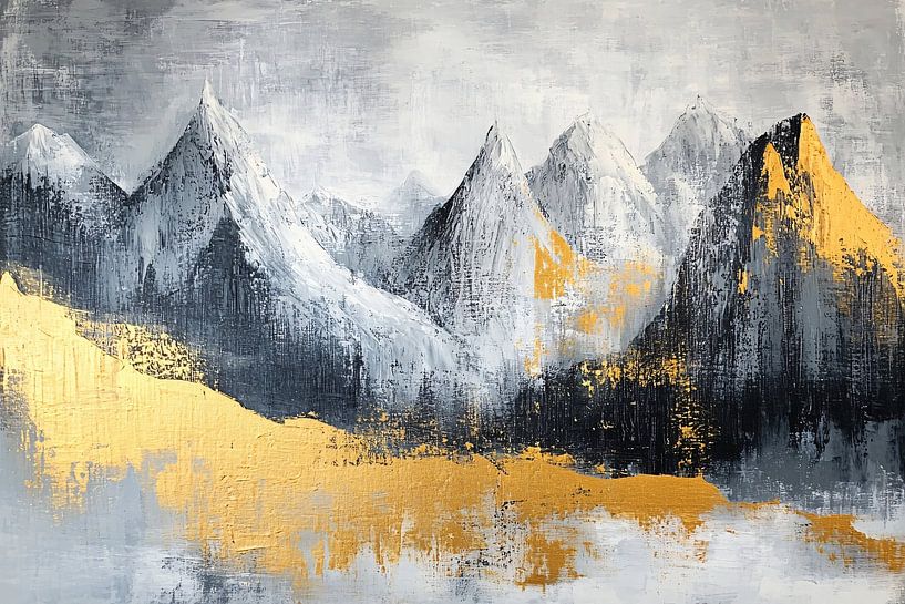 Abstract mountains with gold accents by Imperial Art House