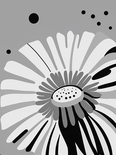Moderne grafische paardenbloem in grijstinten