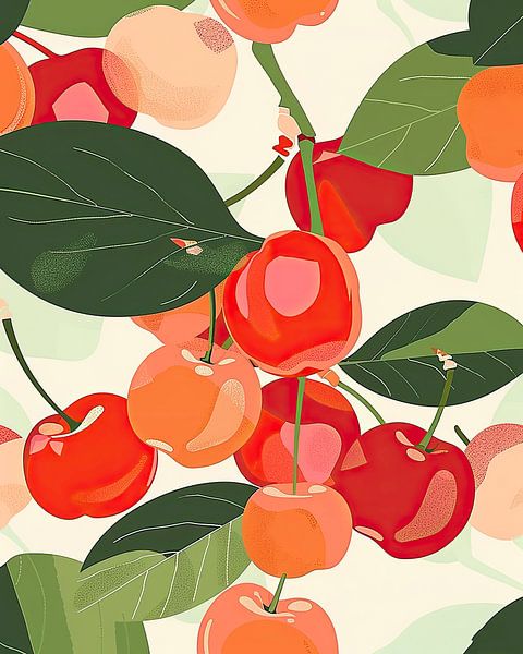 Cherries in Pastel by Vlindertuin-Art