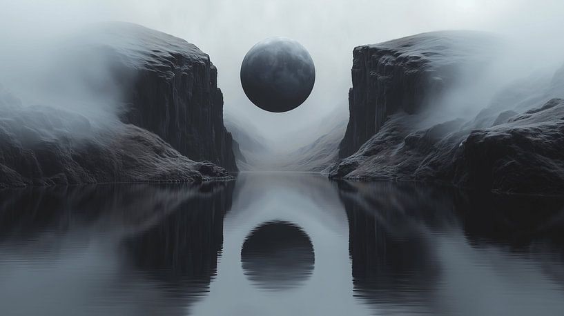 ? Lune numérique : Le brouillard entre les rochers par Surreal Media