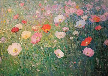 Bloemenweide Impressionisme Olie Bloemen van Niklas Maximilian