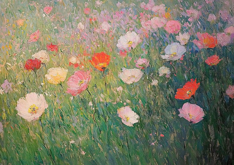 カシニョール 、【BUNCH OF FLOWERS IN MEADOW】 Flower Meadow Impressionism Oil Flowers by Niklas Maximilian on