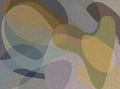 Roze, grijs, bruin, geel, blauw organische vormen. Moderne abstracte retro geometrie. van Dina Dankers thumbnail