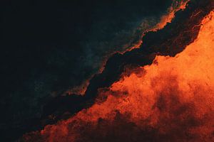 Abstrakte Verwerfungslinie zwischen Dunkelheit und Feuer