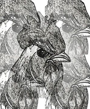 Drawing of a cockerel by Jose Lok