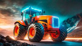 Oranje kleuren tractor met elektromotor