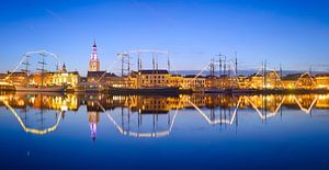 Abendansicht über die Skyline von Kampen in Overijssel von Sjoerd van der Wal Fotografie