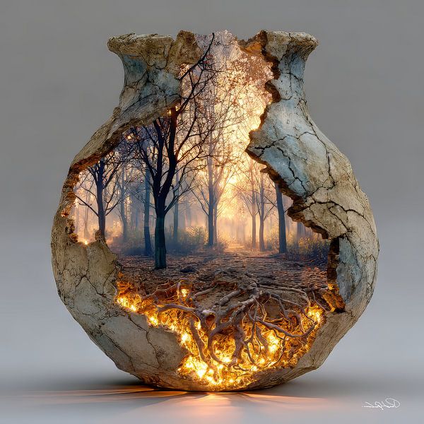 Nature in a Stone Jar by Gelissen Artworks