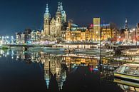 Basiliek van de heilige Nicolaas in Amsterdam in de nacht van Karin Riethoven thumbnail