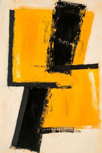 Dynamische Komposition in Gelb und Schwarz von Poster Art Shop