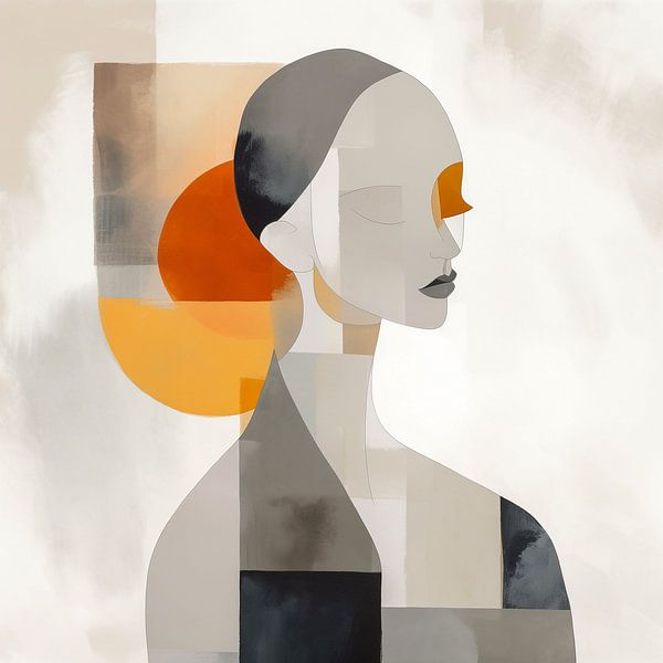 Kleurrijk Minimalisme: Abstracte Vrouwelijke Figuur van Color Square