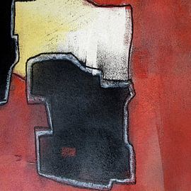 Abstract forms in red, black and beige