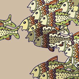 PISCES Grafikdruck in sanften Naturfarben von IYAAN