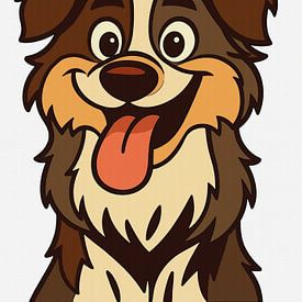 Chien de dessin animé joyeux avec un grand sourire sur Jose Lok