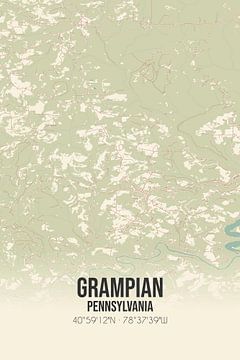 Alte Karte von Grampian (Pennsylvania), USA. von Rezona