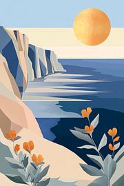 Paysage côtier sous un soleil doré sur Poster Art Shop