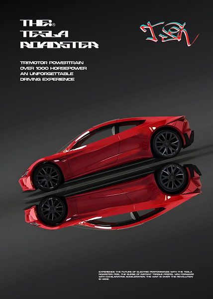 Tesla Roadster Poster van Ali Firdaus