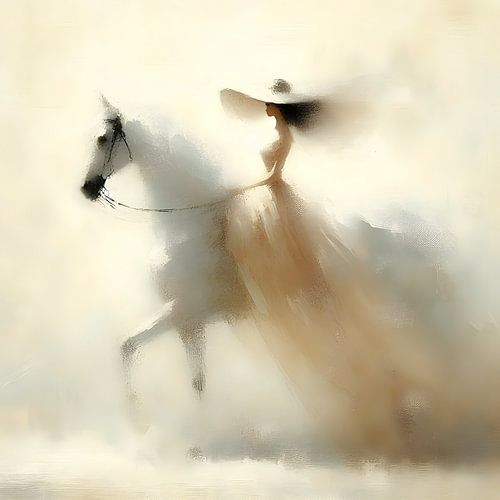 Dame met Hoed op Paard