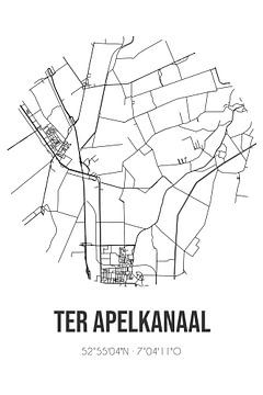 Ter Apelkanaal (Groningen) | Carte | Noir et blanc sur Rezona