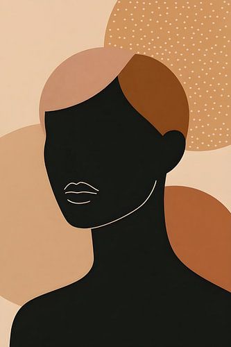 Portrait abstrait aux tons ocres