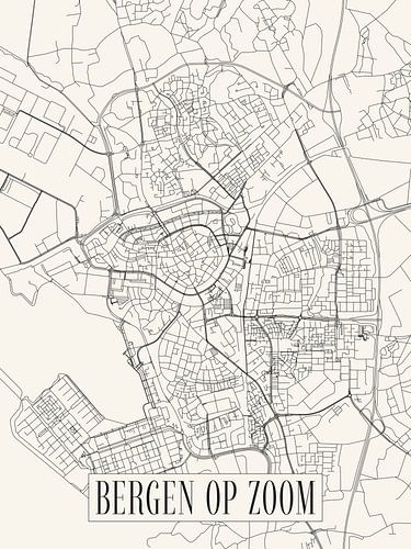 Stadskaart Bergen op Zoom - Stad - Lichte variant - Plattegrond