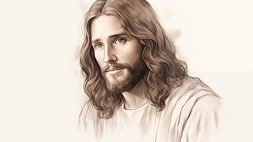 Bleistiftzeichnung von Jesus Christus, Zeichnung Vintage. von Animaflora PicsStock