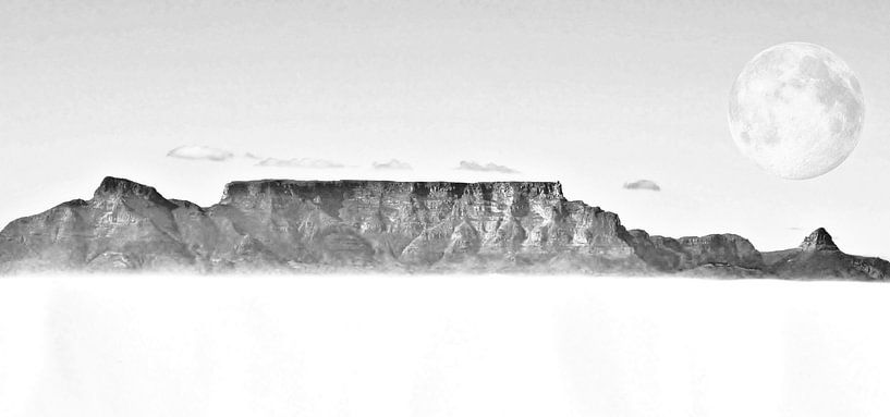 Tafelberg in Kapstadt monochrome mixed media von Werner Lehmann