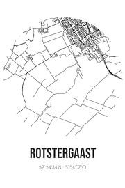 Rotstergaast (Fryslan) | Carte | Noir et blanc sur Affiches de lieux