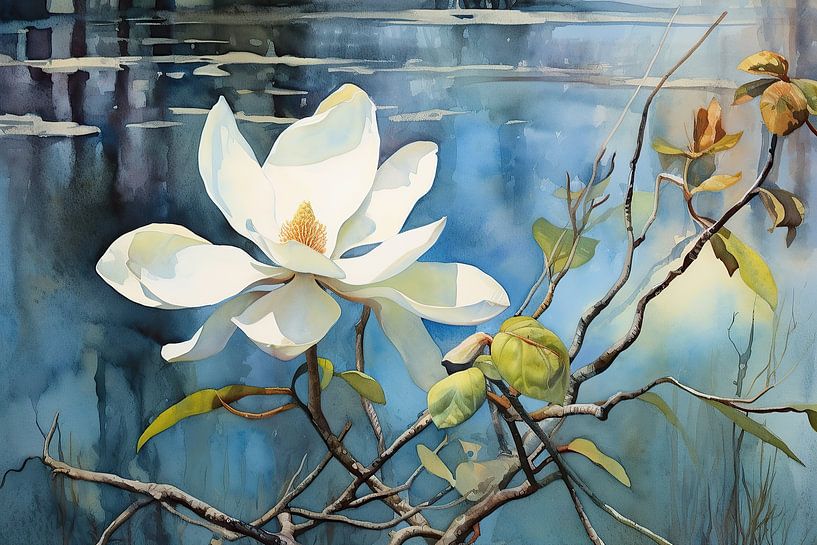 Magnolia | Soft sparkling oasis | Magnolia flowers by Eye catching paintings