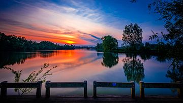 Een mooie zonsopkomst in Meinerswijk natuur park van Eddy Westdijk