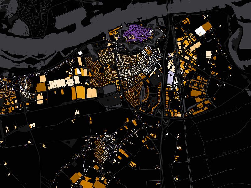 Kaart van Zaltbommel abstract par Maps Are Art