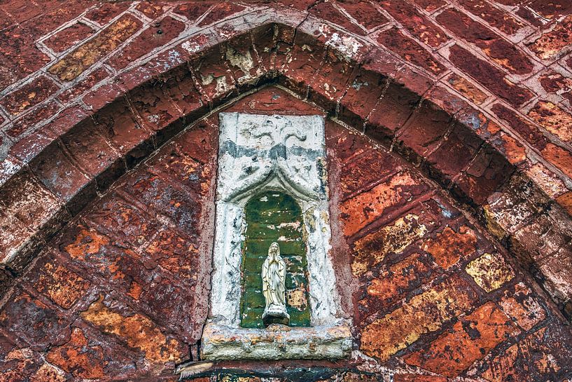 Detail with statue of Mary in the church of Blessum in Friesland by Harrie Muis