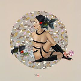 Fish Godess (fond caramel clair) sur Waterside Studio