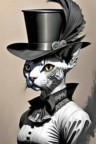 Historisch portret van een vrouwelijke Sphynx kat