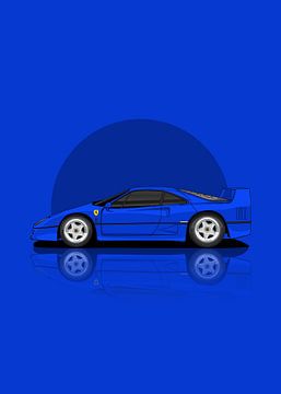 Kunst 1989 ferrari f40 Blauw van D.Crativeart