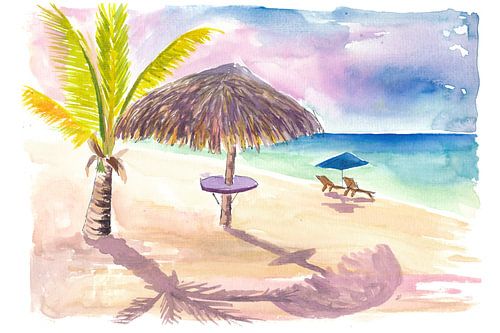 Cozumel Mexique Côtes aux parasols tropicaux et à la félicité