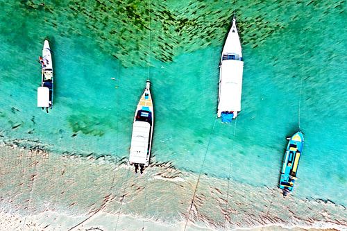 Traditionele visers boten in Bali Indonesie