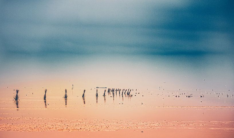 Plage de Cuxhaven sur la côte allemande de la mer du Nord.  Photo à marée basse avec la balise et le par Jakob Baranowski - Photography - Video - Photoshop