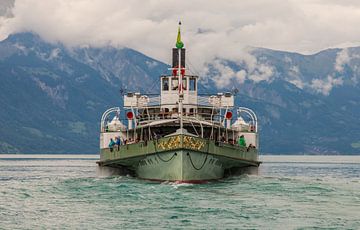 A ferry, to be precise made a paddle steamer in Spiez, Switzerland