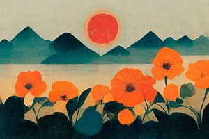 Orange Flowers and Blue Mountains von Treechild