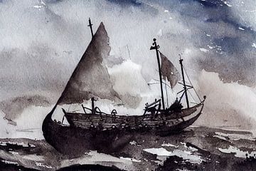 Vikingschip Schilderij Illustratie van Animaflora PicsStock