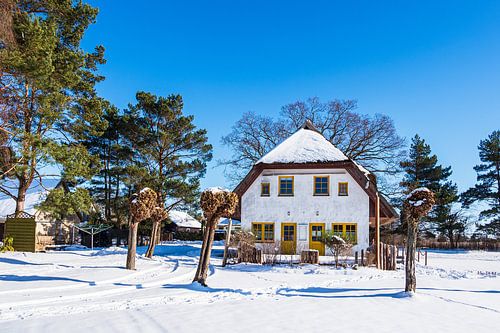 Huis aan de Bodden in Wieck op Fischland-Darß in de winter